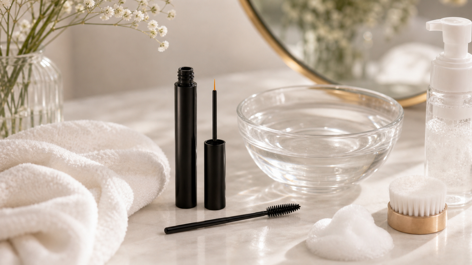 lash serum and lash shampoo clean lash care routine