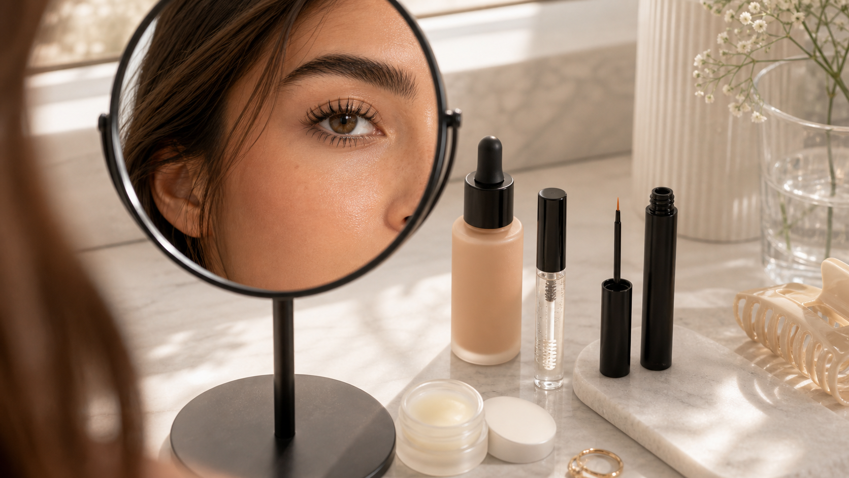 clean girl lash routine with 2bmaagic lash serum tips