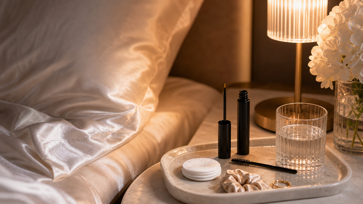 nighttime lash serum routine and sleep habits for natural lashes