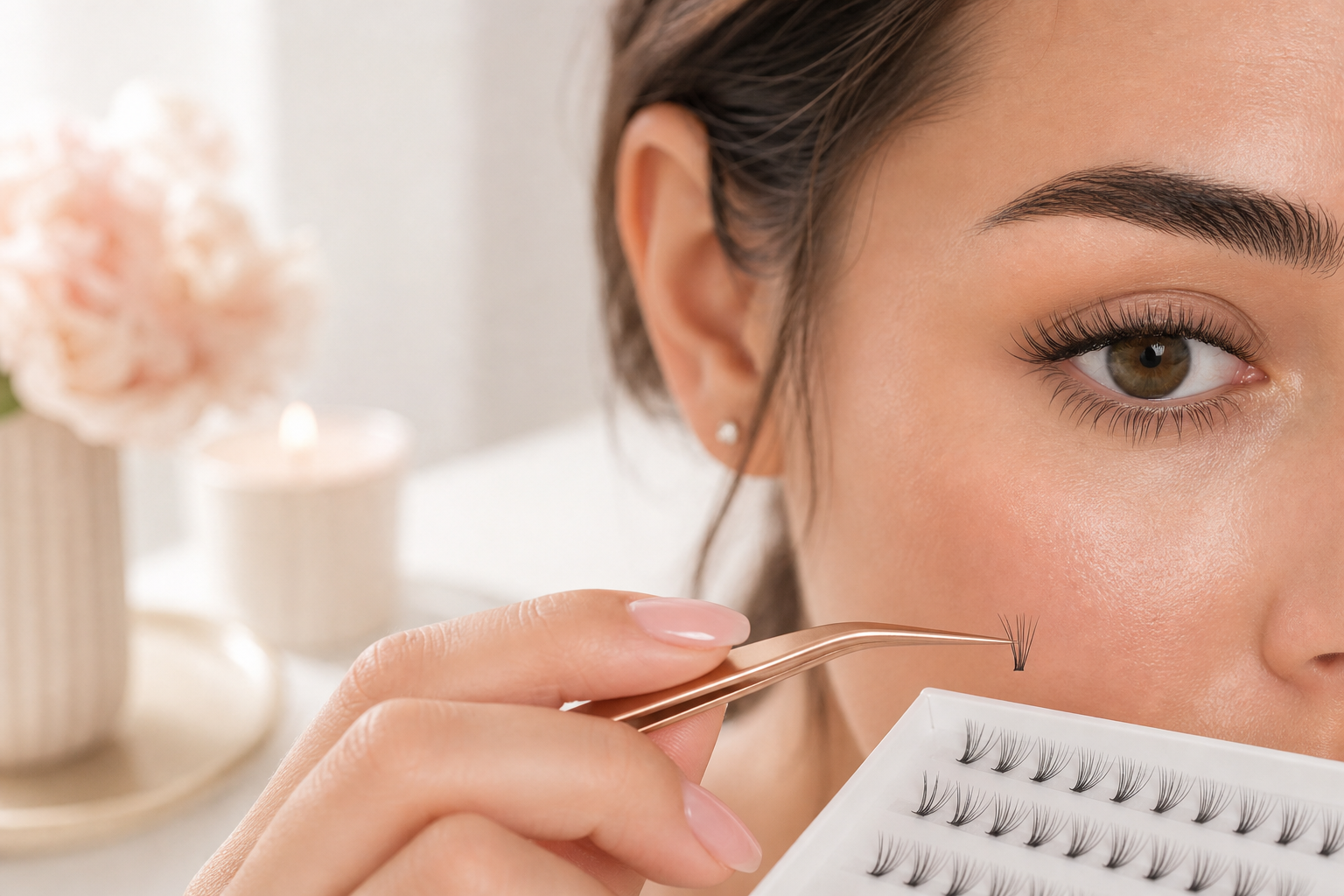 2bmaagic DIY cluster lashes routine for a natural lash extension look at home