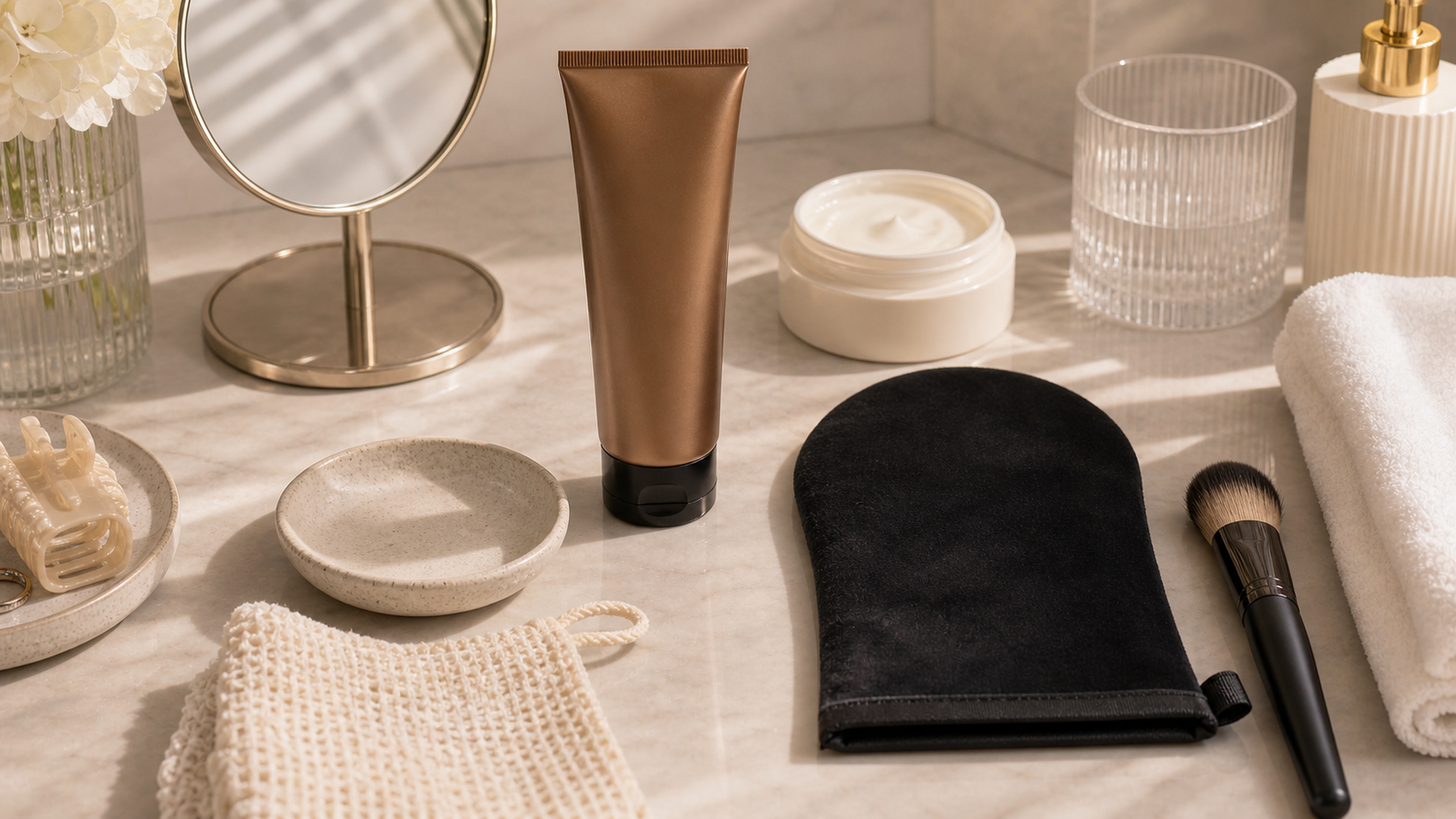2bmaagic self tanning mistakes to avoid with organized tanning tools and exfoliation essentials