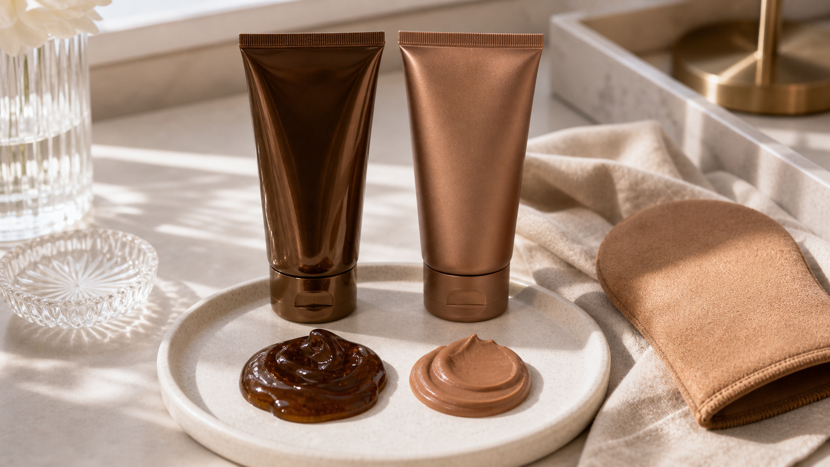 Express and gradual self-tanning products compared for different routines