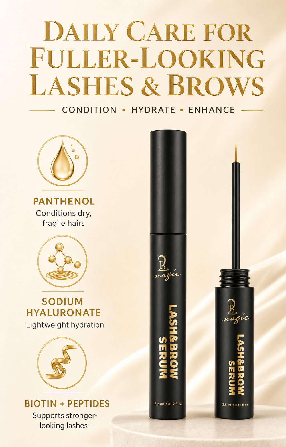 Panthenol sodium hyaluronate biotin and peptides in 2Bmagic serum