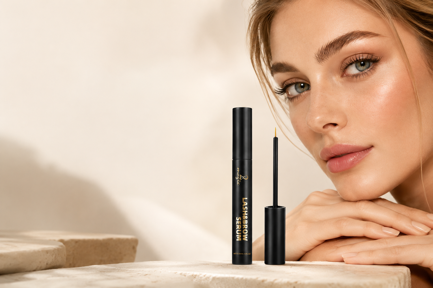 Consistent before-and-after photography setup for tracking a lash serum routine