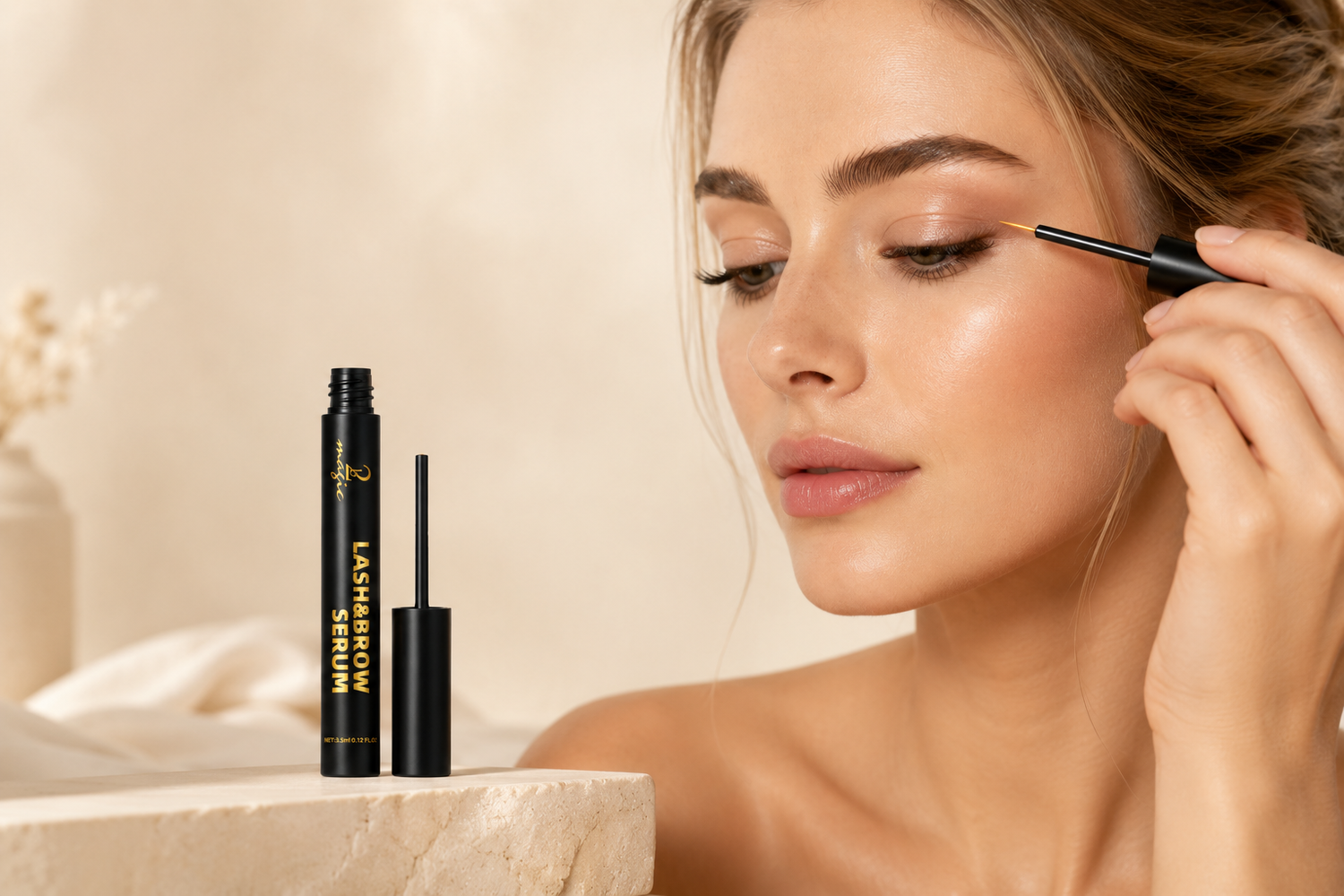 Signs of makeup and skincare buildup along the natural lash line