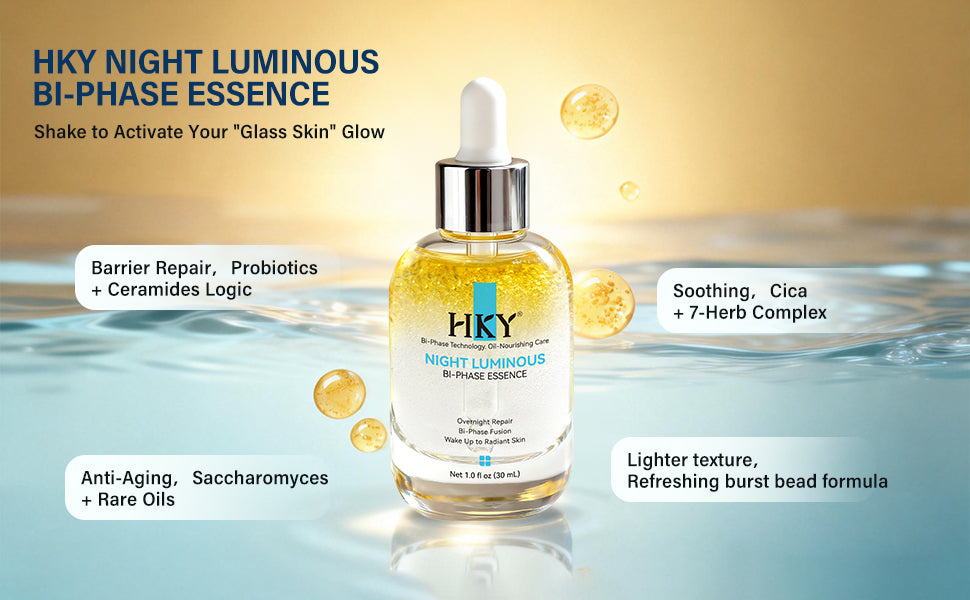 HKY Night Luminous Bi-Phase Essence glass skin serum
