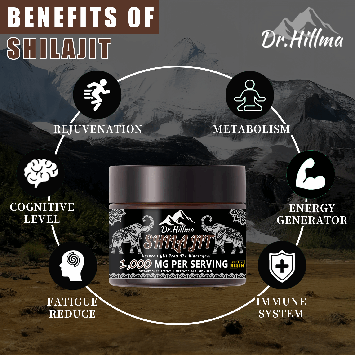 Gold grade shilajit resin texture and jar